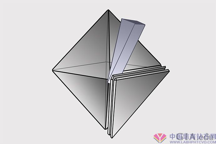 11这张插图展示了与钻石的八面体三角面平行的劈裂面。